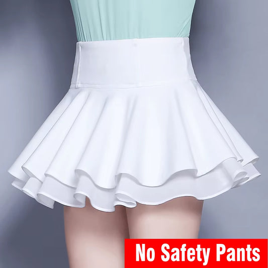 Women'S High Waist Stretch Chiffon Miniskirt Summer New Style Sweet and Cute Black White Pleated Skirt Student Fluffy Skirt