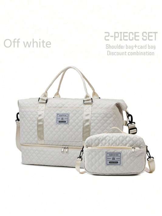 2PCS Large Capacity Travel Duffel Bag, Wet and Dry Separation Fitness Bag, Weekend Overnight Shoulder Bag, Hospital Necessary Mommy Bag, Travel Bag, Holiday Bag, Weekend Bag, Overnight Bag, with a Pull Bar Bag, with Shoe Storage, Boarding Bag, Cosmetics Storage Bag for Suitcase Gym Bag Duffle Bag for Luggage Carry on Bag College Bag Luggage Bags Weekender Bag Hospital Bag Winter