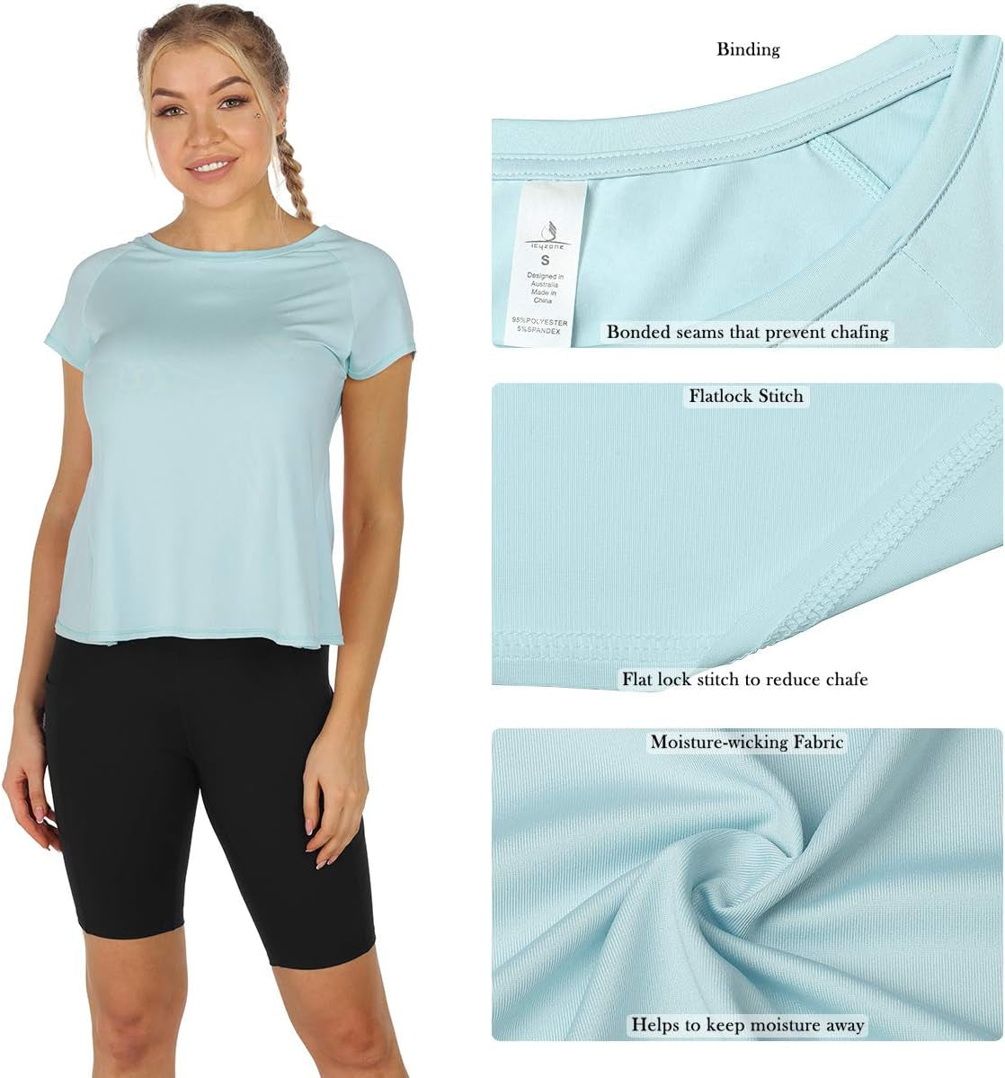 Women'S Workout T-Shirt - Gym Running Yoga Tops Athletic Shirts Raglan Short Sleeves